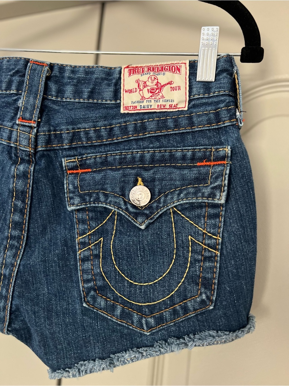 Y2K True Religion Joey Cutoff Denim Micro Shorts Low Rise Size 28 USA - Picture 5 of 6